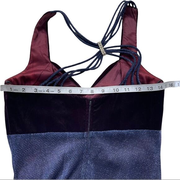 JUMP Apparel Blue Velvet & Metallic Long Gown Sz 6 - Picture 11 of 15